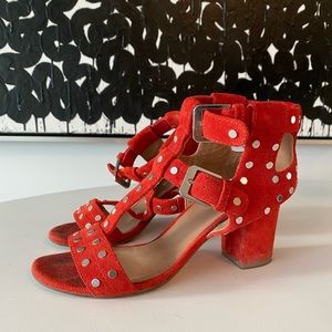Laurence Dacade Red Suede Stud Sandals size 7.5